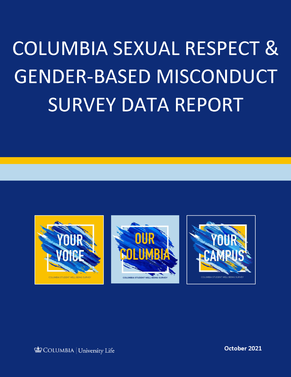 2020 Columbia Sexual Respect & Gender-Based Misconduct Survey Data Report cover page