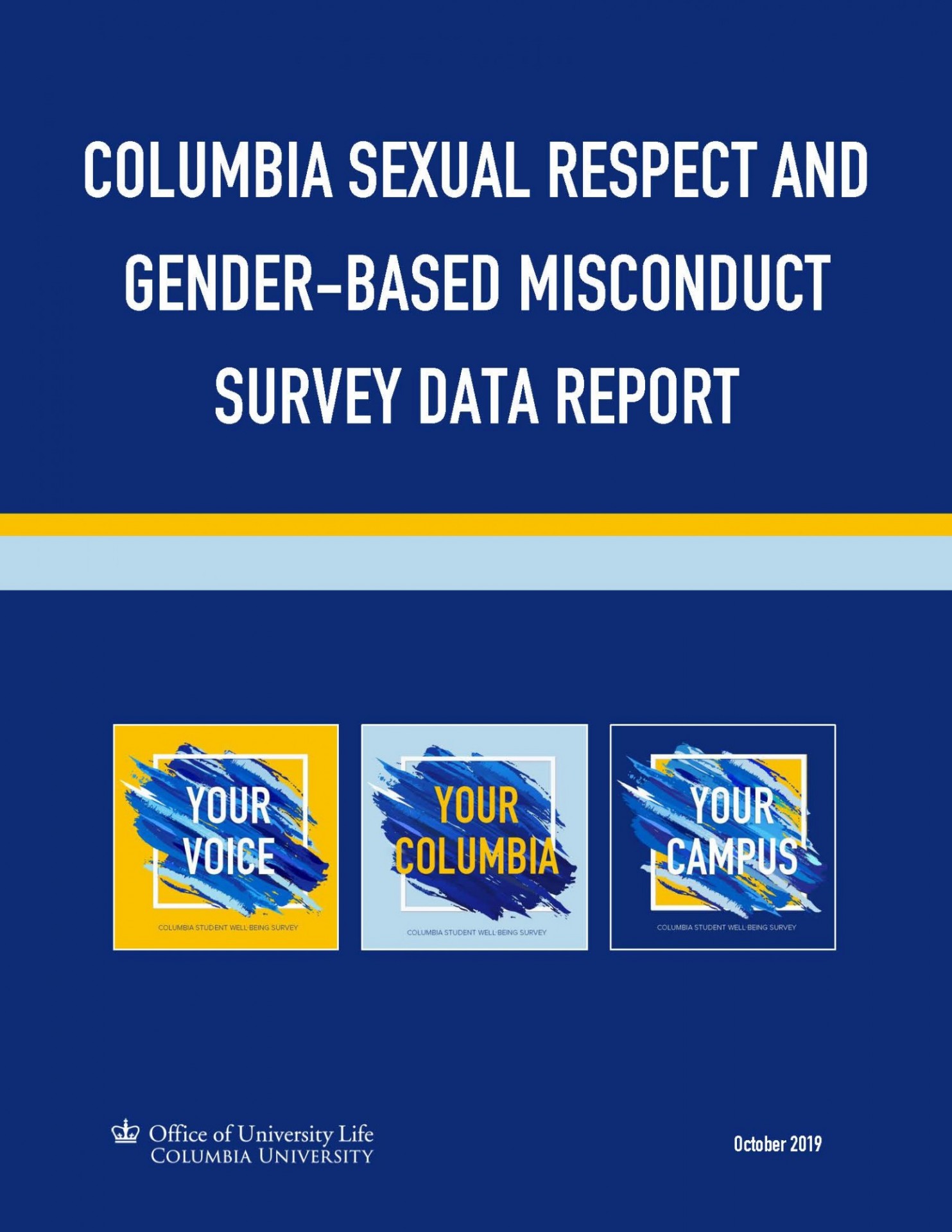Cover of Sexual Respect and Gender-Based Misconduct Data Report (2019)