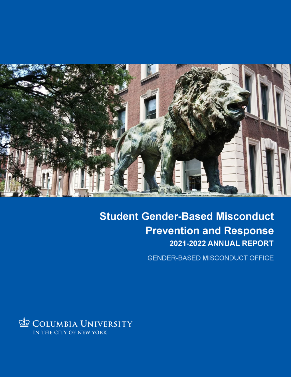 2021-22 Annual Report on Student Gender-Based Misconduct Prevention and Response Cover